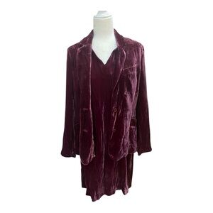 Sundance Olivia Velvet Knee Length Burgundy Dress (medium)  With Jacket